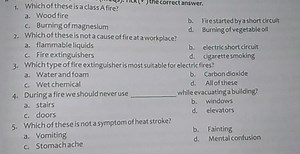 1. Which of these is a class A fire?a. Woodfirec. Burning of ... | Filo