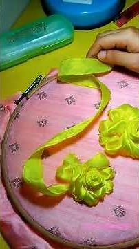 ​How to Make Ribbon Rose Flowers | Easy Satin Ribbon Embroidery Tutorial 💛🌹 #shorts #soniribboncraft