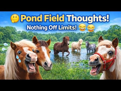 Pond field thoughts 😂 Nothing off limits! Your favorite miniature horses & their pond field results