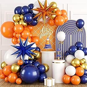 Amazon.com: Orange and Blue Balloon Arch Kit, 120 Pcs Navy Royal Dark Blue Gold Orange Balloons Garland Kit with 4D Star Chrome Latex Balloons for Graduation Class of 2025 Thanksgiving Party Decorations : Toys & Games