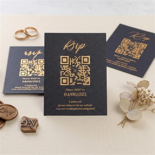 RSVP QR Code Card for Wedding Invitation, Matching Wedding Stationery Insert, Modern RSVP Card With Qr, Custom Response Info - Etsy