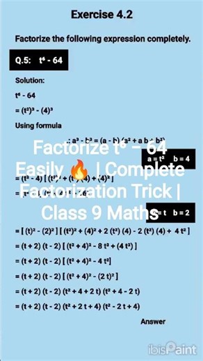 Factorize t⁶ − 64 Easily 🔥 | Complete Factorization Trick | Class 9 Maths
