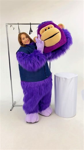4.7K views · 962 reactions |  Meet our newest show‑stopper: the Violet Monkey mascot!  Swipe to watch the quick‑fit video and see just how easy it is to suit up and steal the spotlight. Ready to go bananas at your next event? DM us for availability! ✨ | Custom mascot costumes and carnival costumes production Carnival Mascot | Facebook