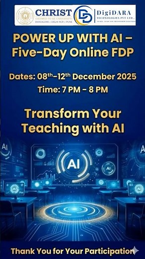 Transform Your Classroom with AI: 5-Day FDP for Future-Ready Educators| CHRIST University x DigiDARA