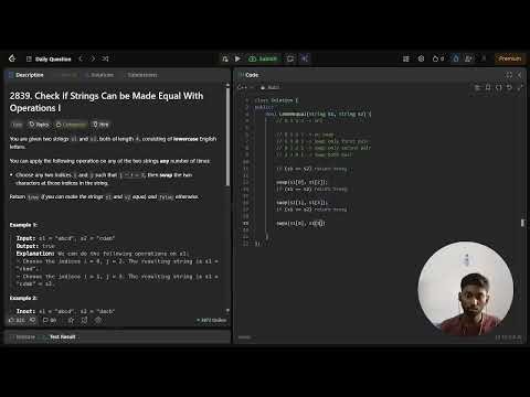 LeetCode Daily | 2839. Check if Strings Can be Made Equal | Easy Trick Explained