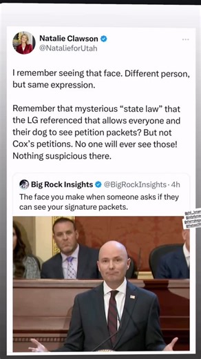 Natalie Clawson on Instagram: "In June 2024, we asked to see Spencer Cox’s signature packets. Deidre Henderson, Cox’s running mate and Chief Election Officer, denied the request. Why? ❎ Citizens were given permission by Lieutenant Governor’s Office (LGO) to view other candidate packets just days earlier ❎ Petitions are public and cannot contain invisible signatures. Petitions have not been hidden in the past, State Code does not allow them to be hidden, and there is a good public policy argument