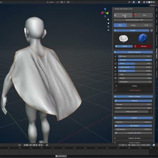 Cape in seconds with Simply Cloth Studio 2