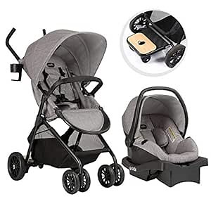 Evenflo Sibby Travel System with LiteMax 35 Infant Car Seat, Mineral Gray