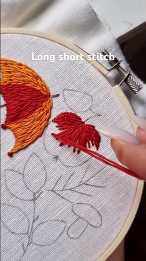 Long short stitch tutorial #embroidery #handmade #handembroidery #stitch #art #craft #needle #fall