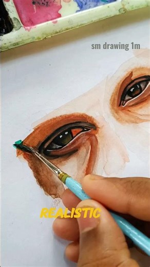 Realistic Eyes drawing using 🖌️brush only✨#shorts #art #watercolor