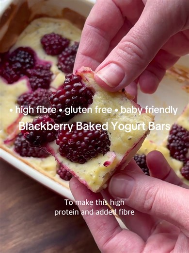 Blackberry Healthy Cheesecake (high fibre, gluten free) Really easy recipe with minimal ingredients. I like to add chia seeds to make the recipe high in fibre! Ingredients: • 1 cup Greek yogurt • 1 large egg (or 2 small) • 1.5 tbsp Plain gf flour • 1/2 tsp Vanilla extract • 1 tbsp Chia seeds • 1 tbsp Maple syrup (optional) • Handful of blackberries Method: 1. Preheat oven to 180°C 2. Mix the yogurt, flour, chia seeds, egg, and vanilla, and maple syrup (if you want to make it sweet) in a greased 