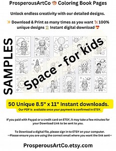 50 Printable SPACE FOR KIDS Coloring Pages | Positive Activity Sheets for Crafters, Teachers & Kids | Instant Download Crafts, Kindergarten - Etsy