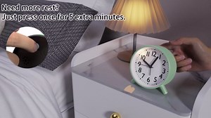 Retro Analog Alarm Clock with Night Light, Battery Operated, Easy to Set - Ascending Alarm, Snooze, Simple Round Metal Design for Bedroom, Desk, Bedside, Travel, Kids, Adults, Heavy Sleepers