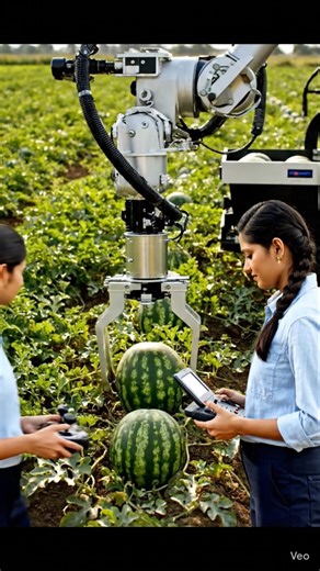Smart Farming Revolution 🍉 | Woman Operating Robotic Watermelon Harvester