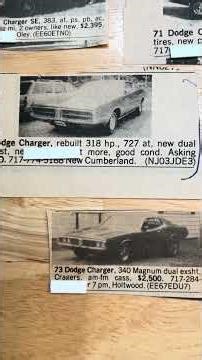 71 72 73 Dodge Charger vintage advertisements. Super cheap Mopars from 1984