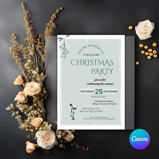 Christmas Party Invitation Card Digital Download – Festive Holiday Invite Printable DIY Editable Template - Etsy