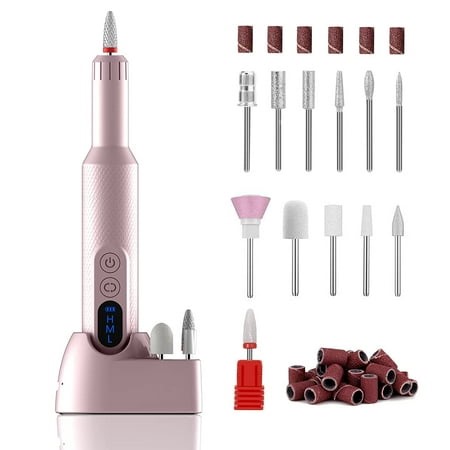 Cordless Electric Nail Drill, Portable Professional Rechargeable Efile Nail File Machine with Nail Drill Bits, Sanding Bands for Acrylic Gel Nails, Manicure Pedicure Polishing, Pink - Walmart.ca