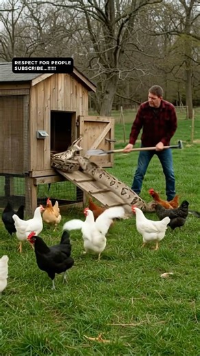😱 Farmer Defends His Chickens From A Gigantic Python Attack! 👨‍🌾🐍#farm #respect #shorts