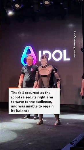 Russia's first AI robot falls on stage