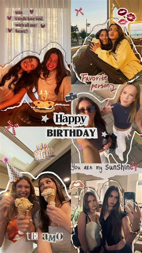 happy birthday bestie - capcut template | retro stickers grid collage photo video dump #happybirthday #birthday #collage #bestfriend #CapCut