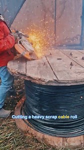 Watch this heavy scrap cable roll being cut down using a powerful cut-off saw. Clean cuts, strong sparks, and efficient work make cable processing faster and safer in the scrap yard. This method helps prepare copper and aluminum cables for recycling . #ScrapCable #CableCutting #CutOffSaw #ScrapYard #MetalRecycling #CopperCable #AluminumCable #ScrapWork #IndustrialCutting #RecyclingProcess #HeavyDuty #MetalCutting #ScrapLife #ScrapBuyerUAE #tools #usa #uk #230k | Scrap Buyer UAE