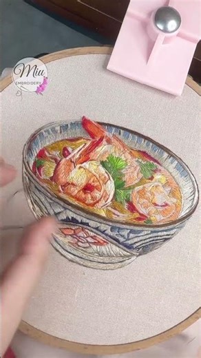 Dom Yam 🍤 🍲 ❤️ #handembroidery #threadpainting #foodart