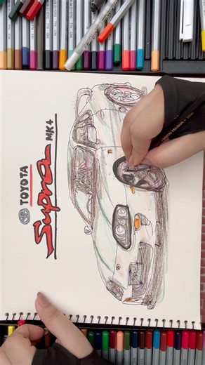 Wait for the final Reveal! Toyota Supra MK4 Drawing ✍️ #art #youtubeshorts
