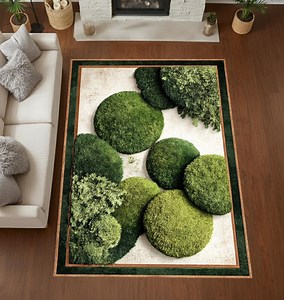 Botanischer Teppich in runder Form - Von der Natur inspirierter runder Teppich - Etsy.de