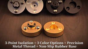 3-Point Isolation Feet for Speakers & Turntables, Brass and Aluminum Anti-Vibration Spikes for Audiophiles, Enhanced Sound Quality(Black)