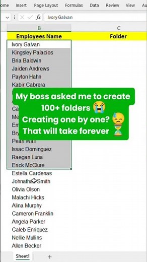 Create 100+ Folders in Seconds 😱 #exceltips #exceltricks #explore