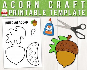 Acorn Printable Craft | Acorn Craft Template for Kids | Fall Activities | Acorn Coloring Page | Build an Acorn | Acorn Cut and Paste Craft - Etsy