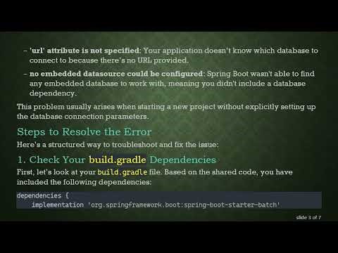 Solving the Failed to configure a DataSource Error in Spring Boot Gradle Projects