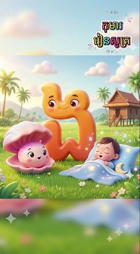Learn Khmer Alphabet Ng | Clam and Sleepy Baby 🐚👶 | Khmer Alphabet for Kids #Shorts