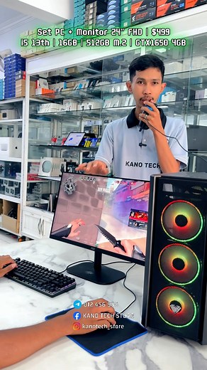 1K views | Set PC + Monitor 24" FHD | $499 - Gaming | Design | Render | KANO TECH STORE | Facebook