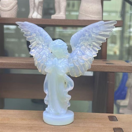 Hand-carved Opal Crystal Quartz Angel, Home Decor (3") - Etsy
