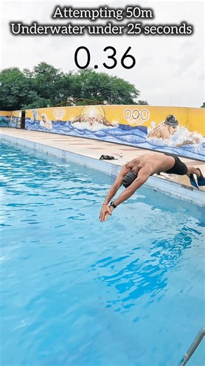 50m Underwater Swimming in Less than 25 Seconds 🔥 #swimming #pool #challenge
