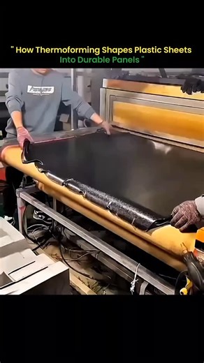 science and technology on Instagram: "Thermoforming is one of those industrial processes that turns something simple into something incredibly useful. Watching a flat plastic sheet transform into a durable, perfectly shaped panel feels almost like watching engineering magic unfold. The process begins by heating the plastic until it reaches a precise temperature — soft enough to bend, but strong enough to hold structure. Once heated, the sheet is pulled over a mold using vacuum, pressure, or mech