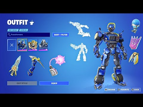 Fortnite Transformers Pack Showcase (Bumblebee, Megatron, BattleBus & More)