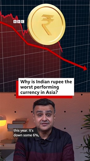 The Indian rupee has become Asia's worst performing currency after it saw a sharp depreciation of 6% against the US dollar in 2025. Analysts point to a stalemate in US-India trade talks, strong demand for dollars from importers who are anticipating further weakness and poor foreign investment flows in Indian equity markets as key reasons behind the currency’s decline. | BBC News India