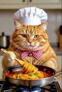 [Nacho Makes Spaghetti Dinner] 🍝🐾 Simple Cooking • Cozy Cat Chef ASMR • Soft Relaxing Moments