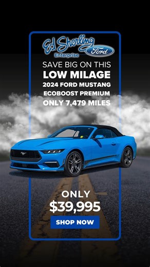 Ed Sherling Ford on Instagram: "🔥 Low Miles. Big Savings. Premium Mustang. This 2024 Ford Mustang EcoBoost Premium gives you the Mustang feel with modern tech — and with low mileage, you save compared to buying new. Key highlights: • Turbocharged EcoBoost performance • Premium interior package • Large touchscreen infotainment • Digital instrument cluster • Push-button start & smart tech 📍 Ed Sherling Ford Inc 805 Glover Avenue, Enterprise, AL 36330 📞 844-656-3690 Message us for details or com