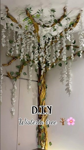 DIY Wisteria Tree Room Makeover Under 10$ #diy #budgetdecor #roomdecor #wisteria #flowers