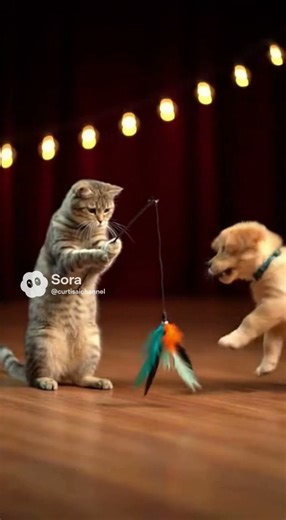 When a Cat Teases a Puppy… This Is Too Cute 🐱🐶