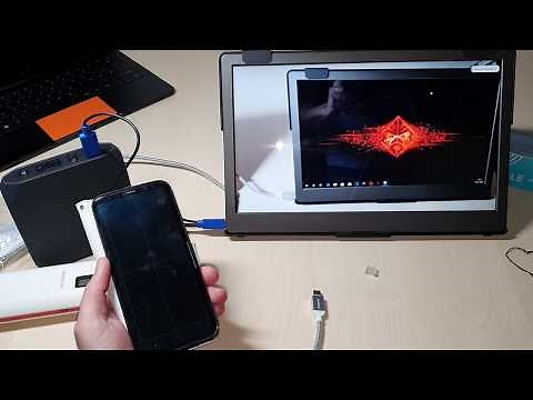 Connect your smartphone to a portable USB C screen via USB C. Gechic Y cable transmits power and ...