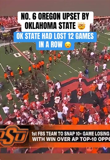 OKLAHOMA STATE BECOMES THE FIRST TEAM TO SNAP A DOUBLE-DIGIT LOSING STREAK WITH A WIN OVER A TOP 10 OPPONENT 😳🔥 #collegefootball #cfb #football #oklahomastate #oregon