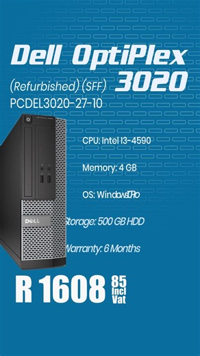 Dell OptiPlex 3020 #dell #desktop #deals #sff #windows10 #techdeals #refurbished #Partserve