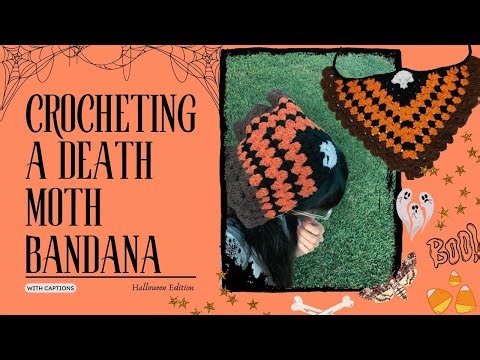 .˚⊹.🎃₊˚𖦹⋆Crocheting a death moth bandana .˚⊹.🎃₊˚𖦹⋆