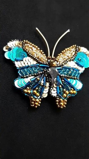 Sparkling Beaded Butterfly Brooch 🦋 Step-by-Step full Tutorial link below