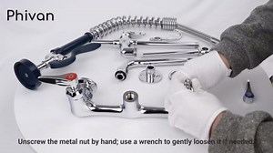 Lead-Free Brass Handle Stem Assembly Commercial Faucet Parts for Pre Rinse Sprayer Commercial Kitchen Sink Faucet Hot Side Handle Ceramic Cartridge Fits Kitchen, Restaurant, Industrial