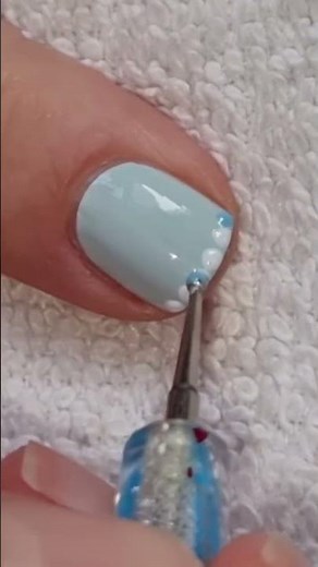 Winter Nail Art | Baby Blue Nails With Dot French Tips | #naildesign